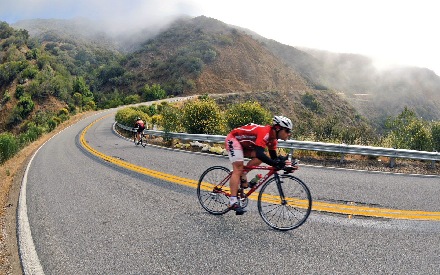 Bike riding through mountain